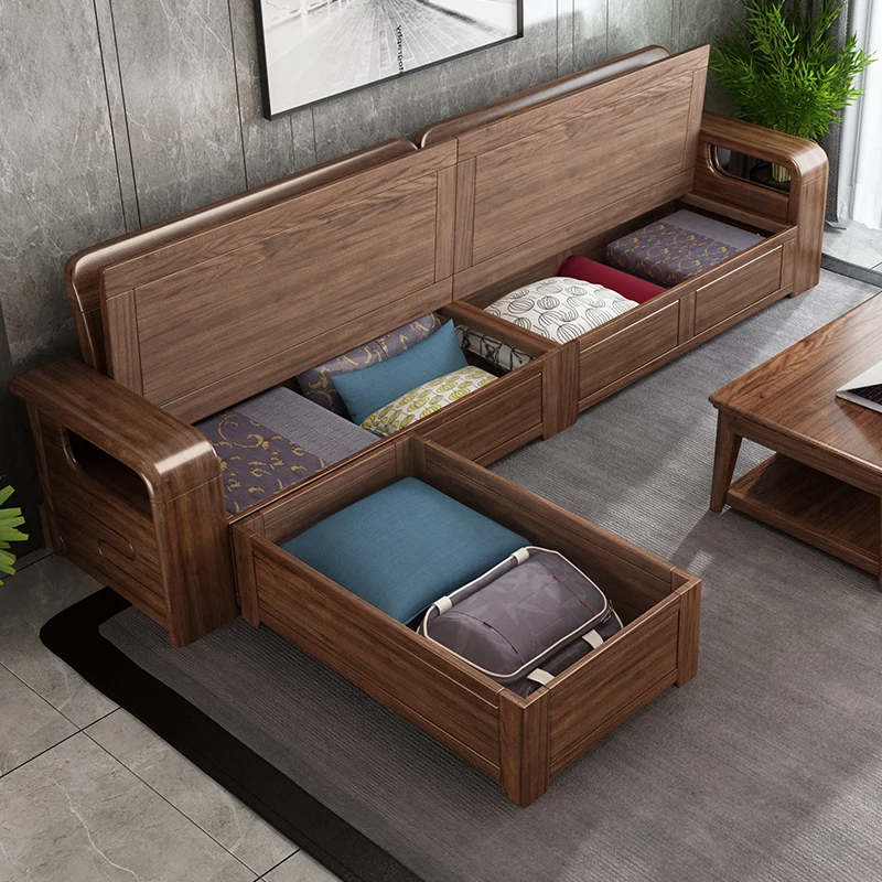 XINSHIYI Chinese Traditional Solid Wood High Density Foam Living Room Furniture Set