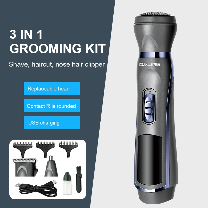 Professional cheap electric 3 in 1 suit nose trimmer hair trimmer shaver beard trimmer stainless steel blade grooming kit