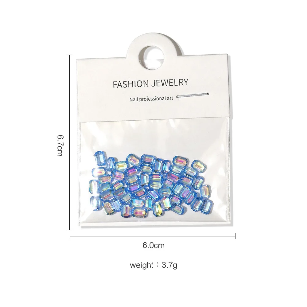 50Pcs Glass Crystal AB Rhinestones For Nail Art Craft FlatBack Crystals 3D Decorations Flat Back Stones