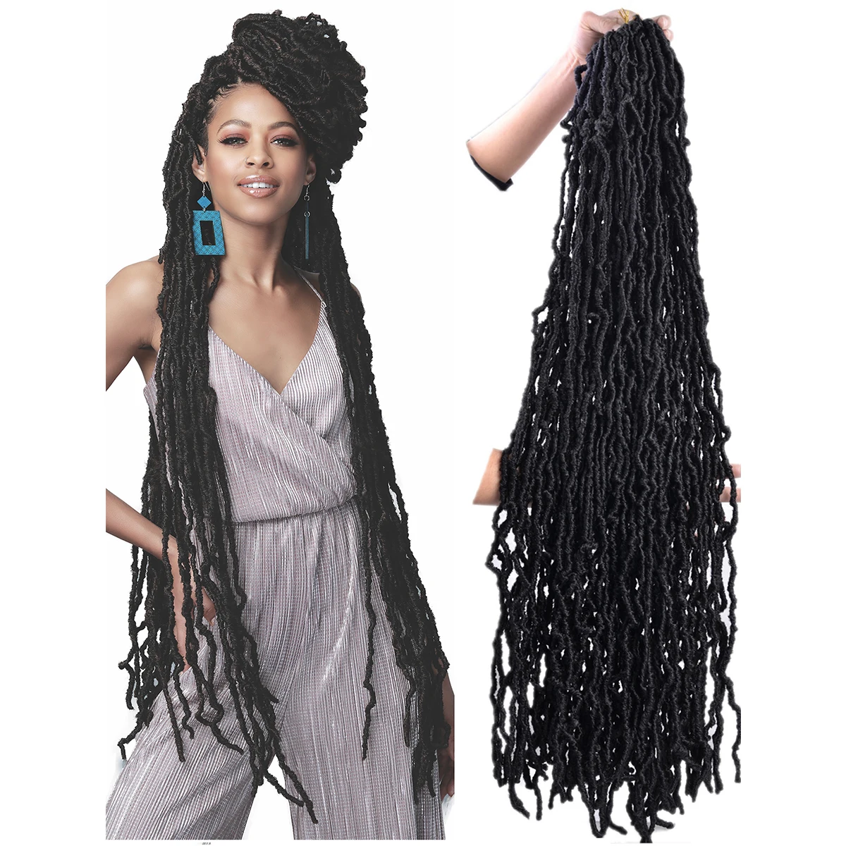 Wholesale Butterfly Locs Crochet Hair Pre Looped Curly Dreadlocks Bobbi Distressed Locs Synthetic Crochet Braids Hair Extension
