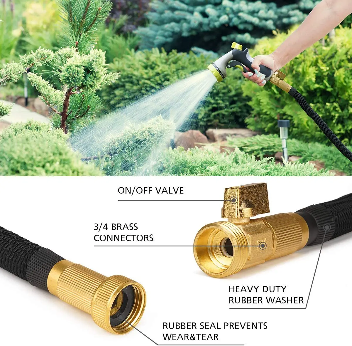 Wash Flowers Telescopic Water Hose Gun Set Factory Promotion Customized Pipe for Car  Garden Hose Zinc Alloy Nozzle Elastic