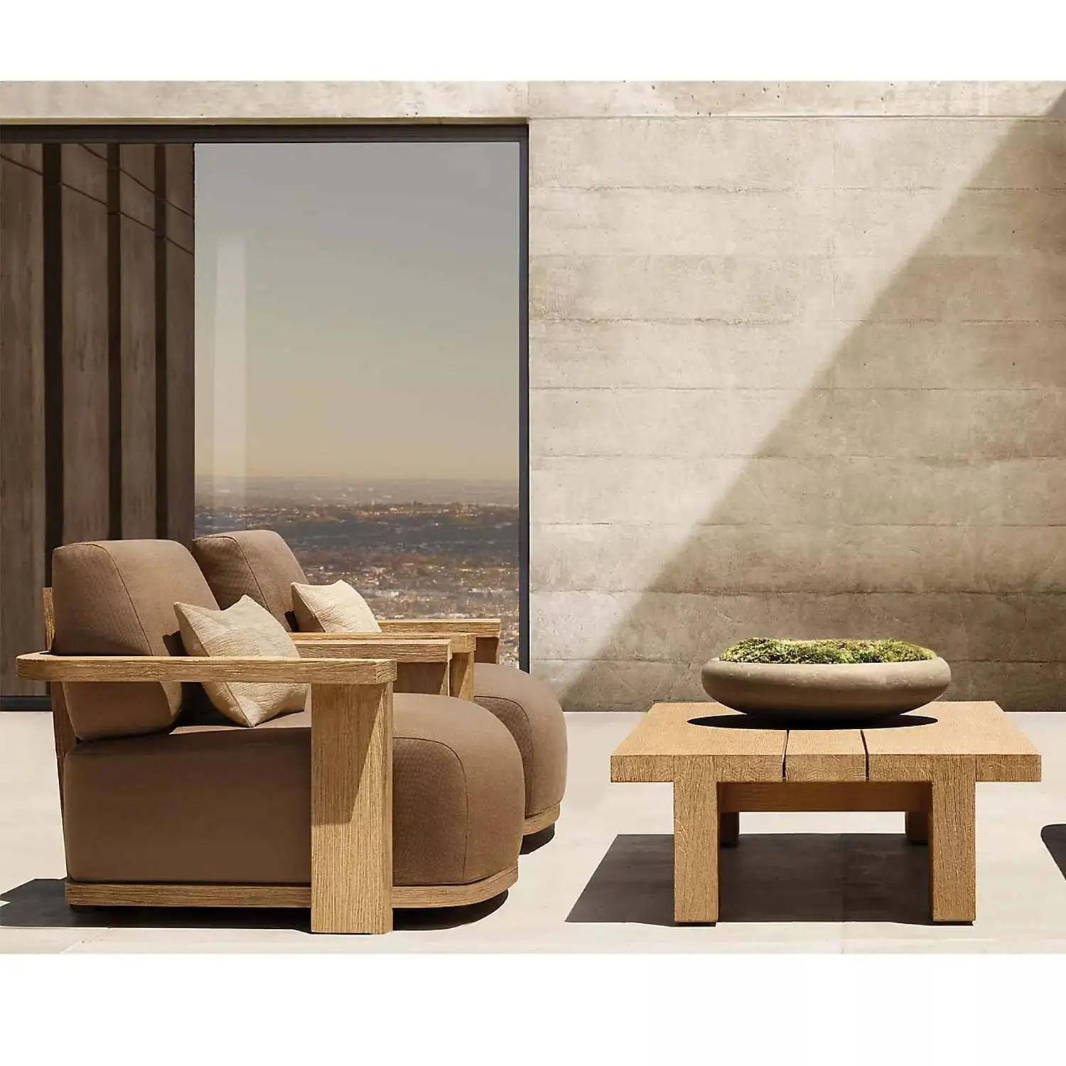 Modern Outdoor Furniture Wooden Sofa Waterproof Teak Set