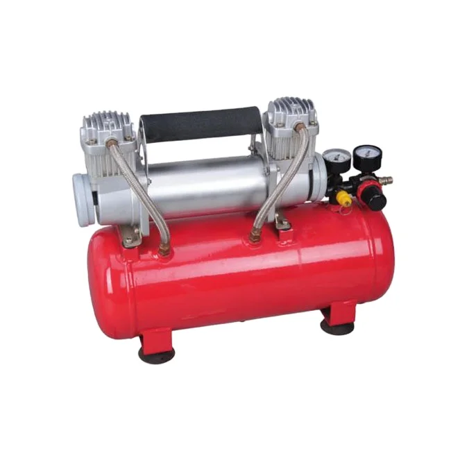 Double Cylinder AND Portable New 12v heavy duty air compressor with tank 8L for car tire inflator pump BS-8024