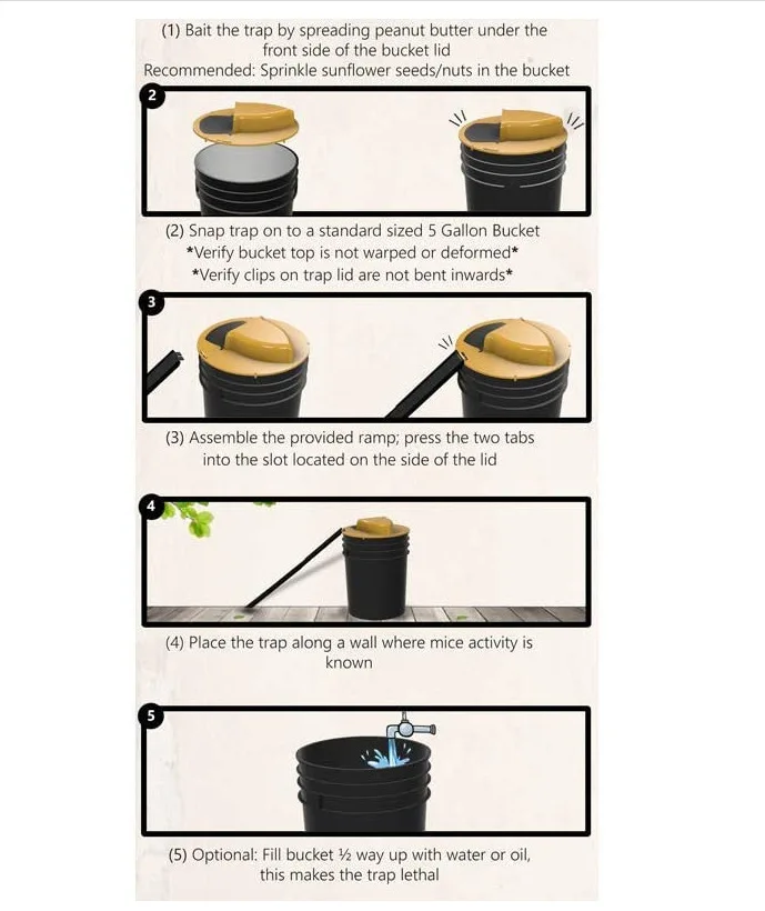 Reusable Humane Slide Bucket Lid Rat Trap Flip n Slide Bucket Lid Mouse Trap For Outdoor