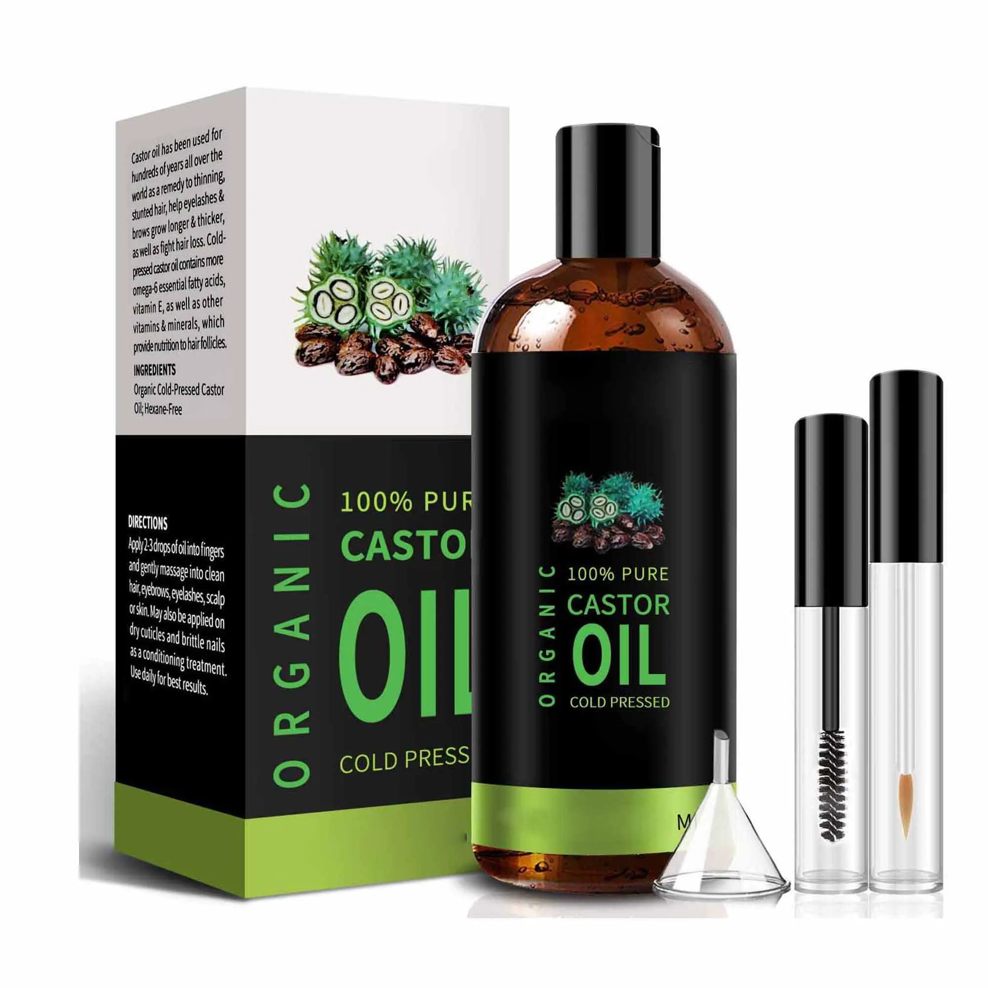 Private Label Organic Eyelash Eyebrow Growth jamaican black castor oil