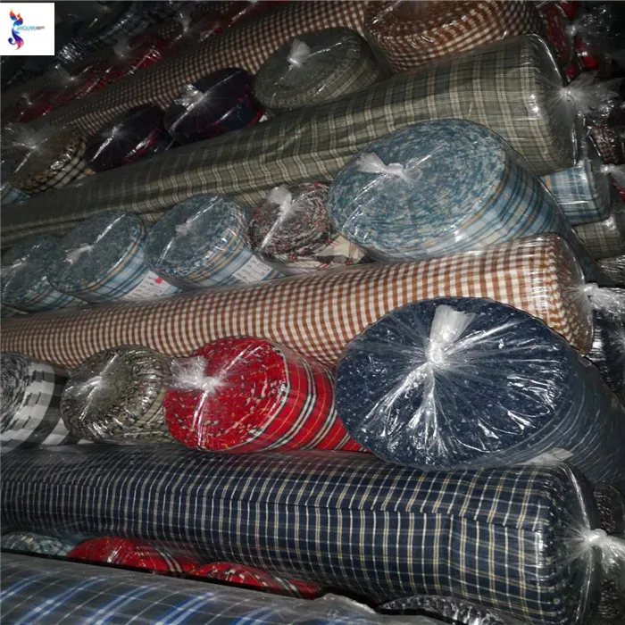 China supplier high quality  TC   yarn dyed shirting check designs  stock lot recycled fabric