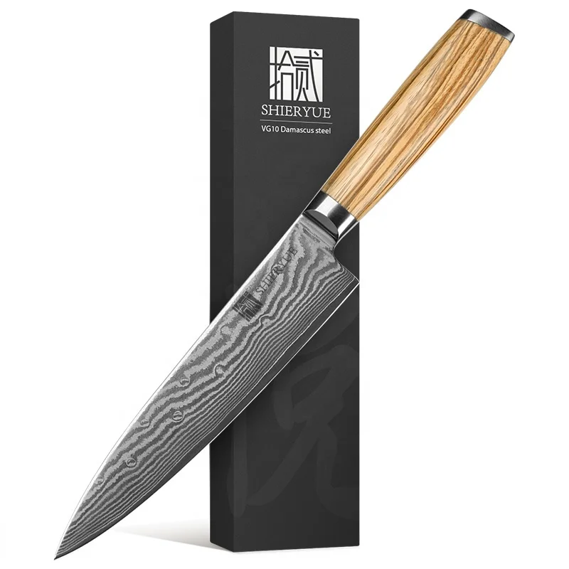 New style wood handle damascus kitchen knife oem custom Damaskus chef messer