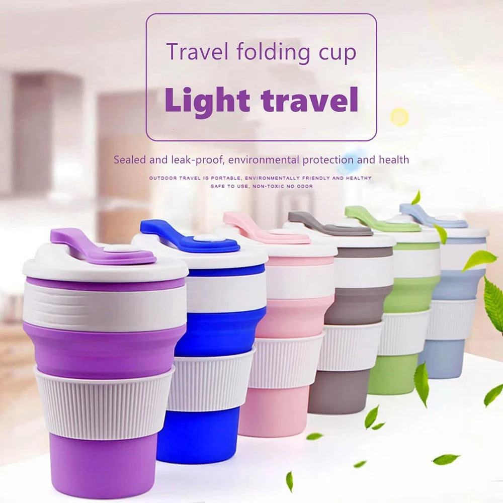 FREE SAMPLE Silicone Portable Foldable Coffee Cup Foldable Drinking Cup Office Outdoor Car Camping Folding Sports Bottle