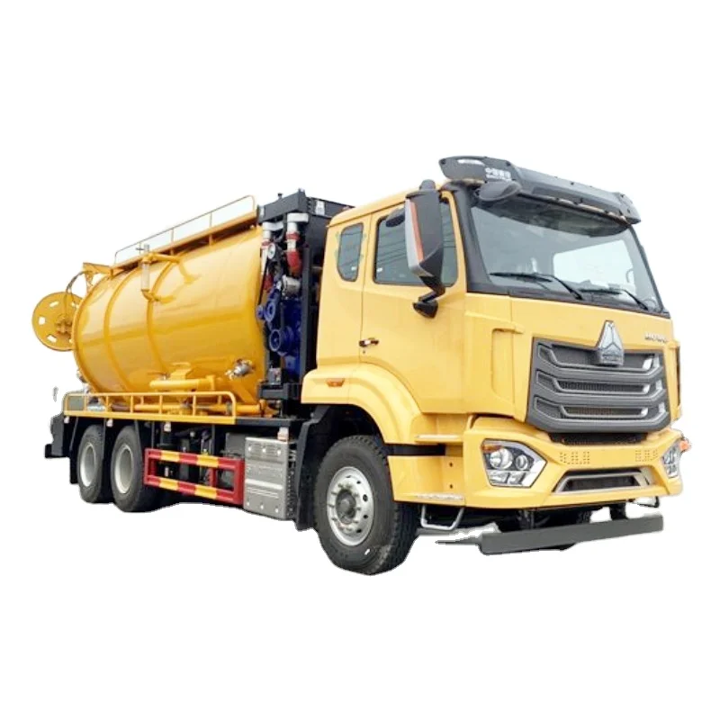 Heavy duty truck rear double-bridge multifunctional cleaning suction truck pipe dredging suction truck