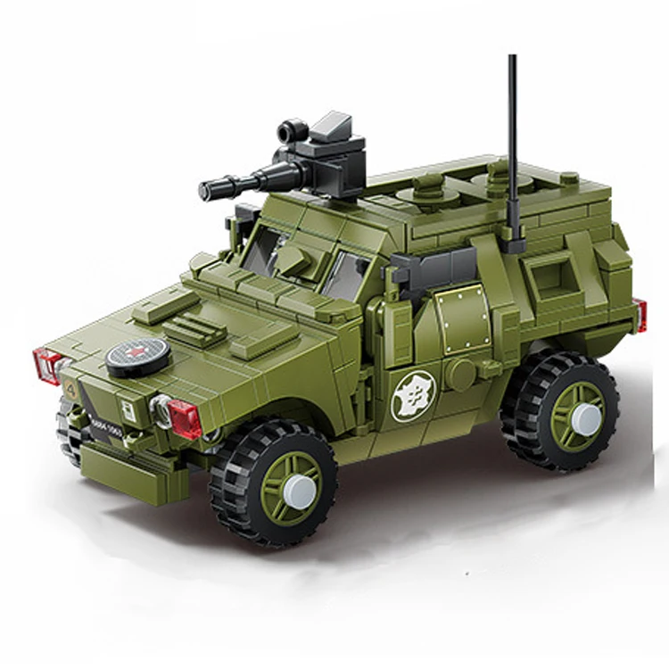 WW2 Army Vehicles Set Dazmers Plastic Military Car Model Action Soldier Figures DIY Toy Accessories Boys Educational Build Block