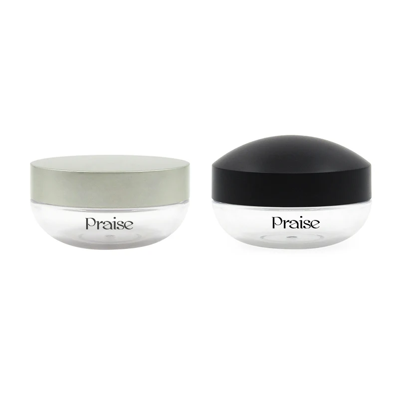High quality ABS plastic round 30g/35g cosmetic clear loose powder empty case container packaging with Stretch mesh