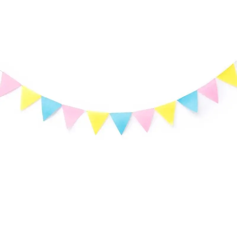 Boy Girls Rooms Home Wall Decoration Felt Hanging Triangle Flag Birthday Party Kindergarten Halloween Christmas Pulling Flag