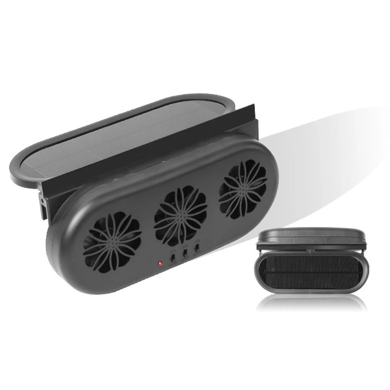 Солнечный + USB зарядный автомобильный электрический вентилятор небольшой используемый для циркуляции воздуха и охлаждения внутри автомобиля.