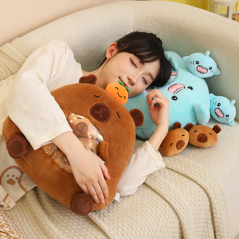 Baby Cute Custom Soft Shark Capybara Toys Backpacks bag Plush Capybara stuffed toys for kids