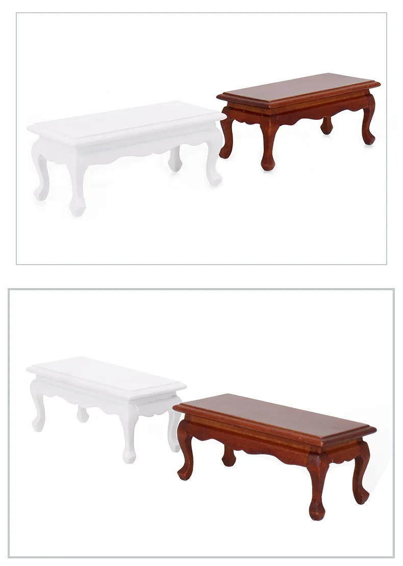 1:12 Scale Miniature Furniture Tea Coffee Dollhouse Wooden Kids Pretend Play Toy Coffee Table