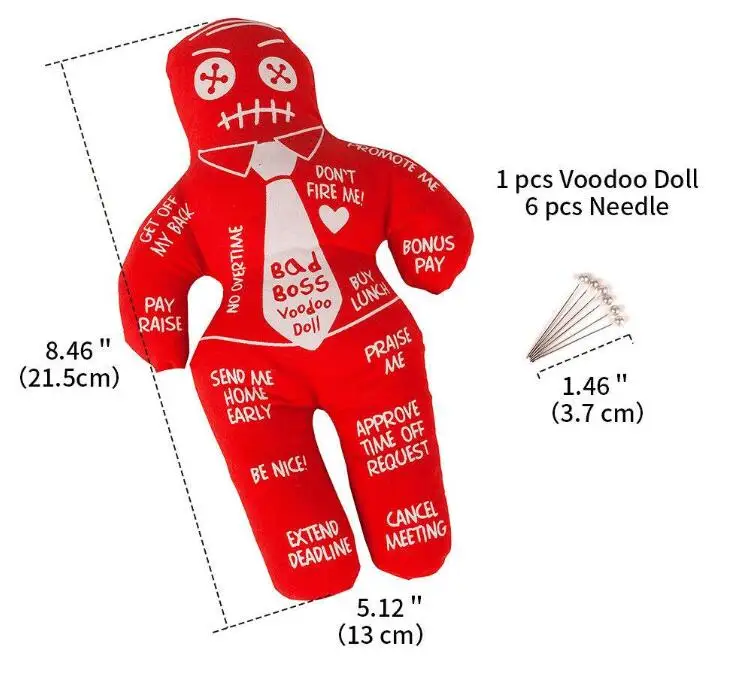 
2020 New Witch Curse doll Bad Boss Voodoo Doll with Six PinsGag Gift Joke for Employees 