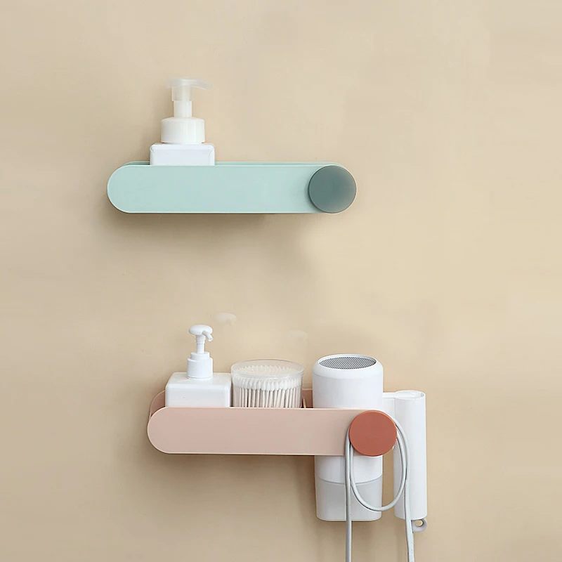 Wholesale New Design Plastic Storage Shelf Wall-Mounted Bathroom Hairdryer Holder