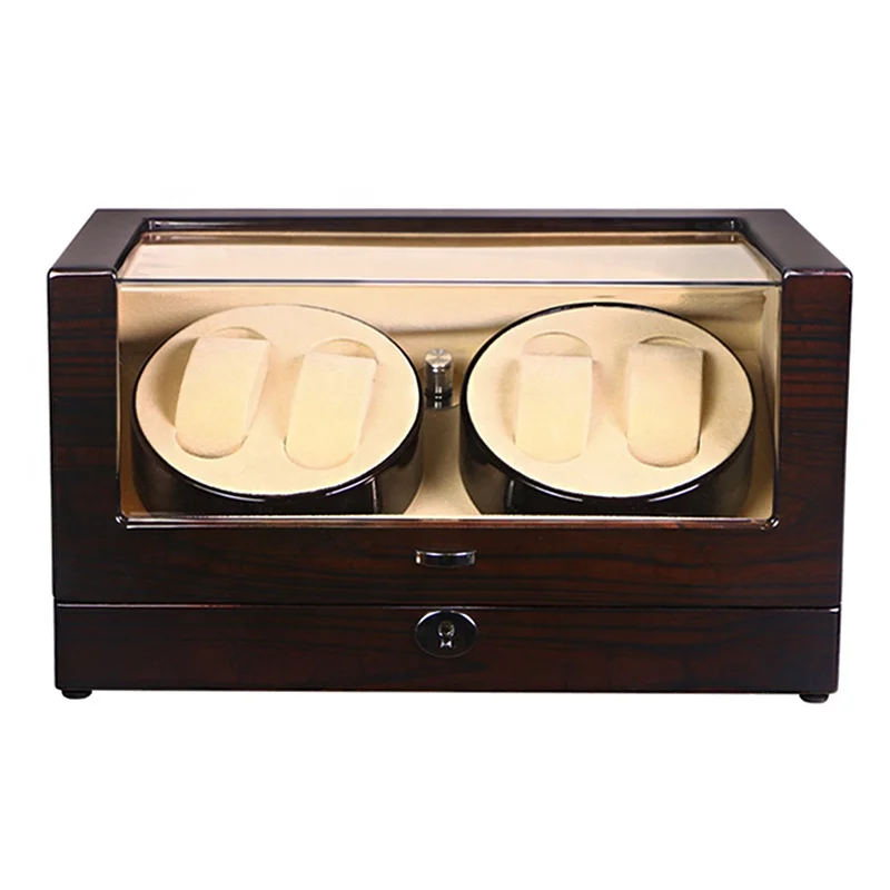 2024 New Design 2 rotos for 4+6 Watches High Gloss Wood Leather  Watch Luxury Wooden Case Carbon Watch Winder Box