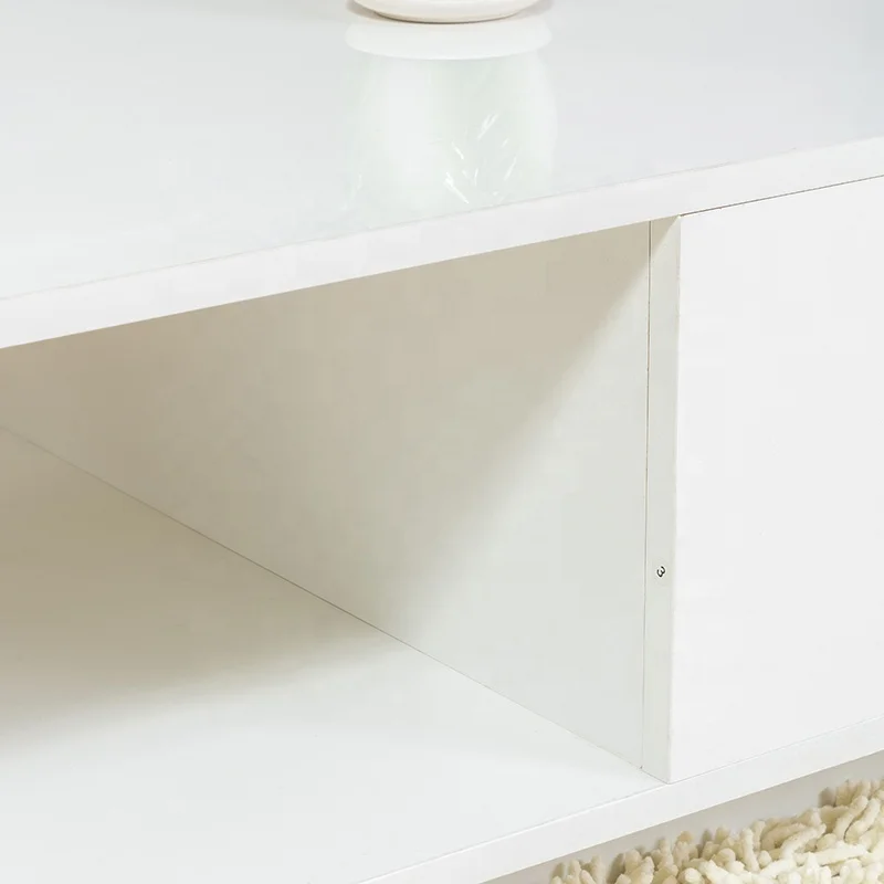 hot sale nordic home office furniture high glossy particle board center bedside coffee table with one drawer