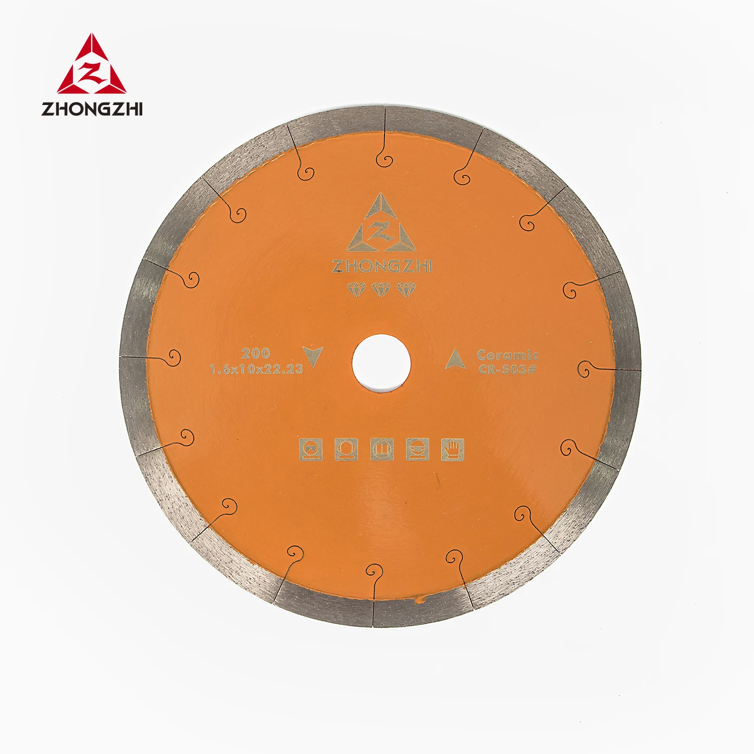 ZHONGZHI 200mm Sintered Fish Hook Diamond Saw Blade Cutting Disc for Cutting Ceramic Tiles