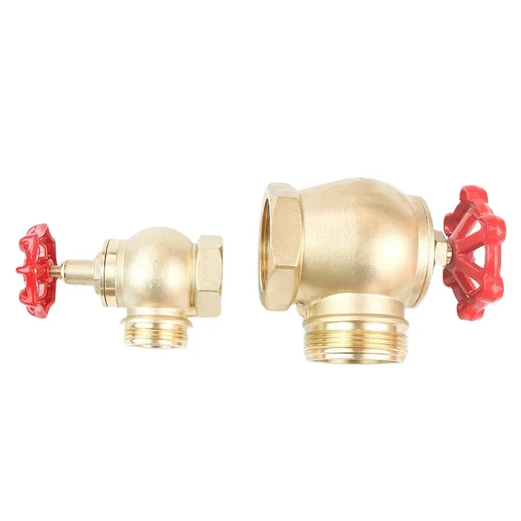 Fire hydrant Valve Natural or painted brass angle fire valve fire fight landing valve with coupling