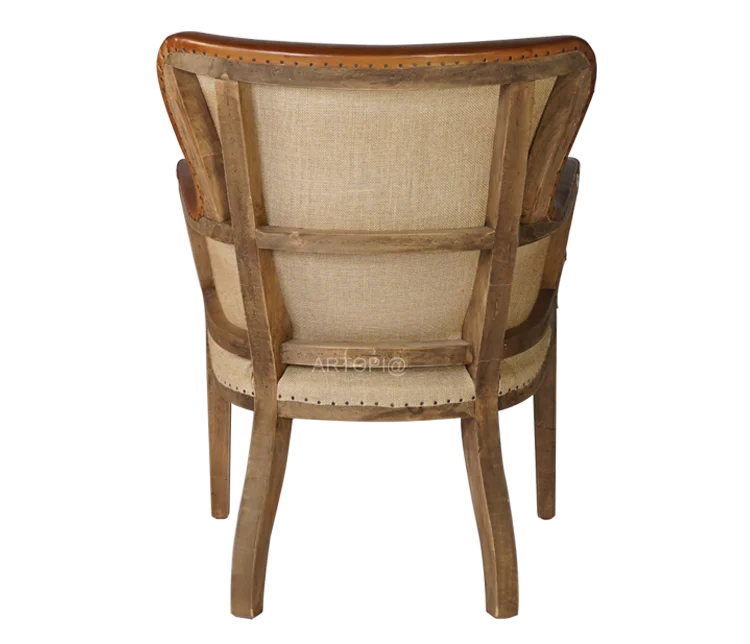 Antique furniture leisure place library cafe shop bar boutique oak wood frame leather armchair