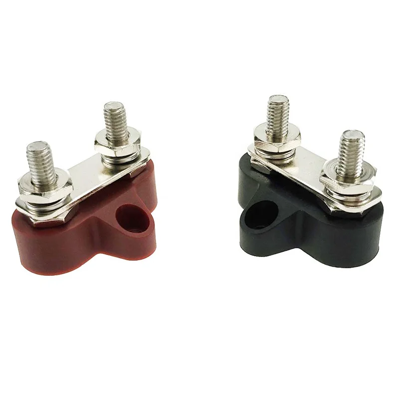 Dual M6 Studs Power Battery Junction Post Block Heavy Duty Terminals for Boat Automotive