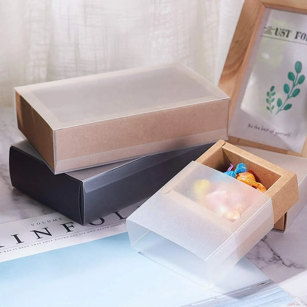 Custom Logo Kraft Paper Gift Box Packing Pvc clear Window Underwear Recycled Sliding Cardboard Packaging Drawer Box