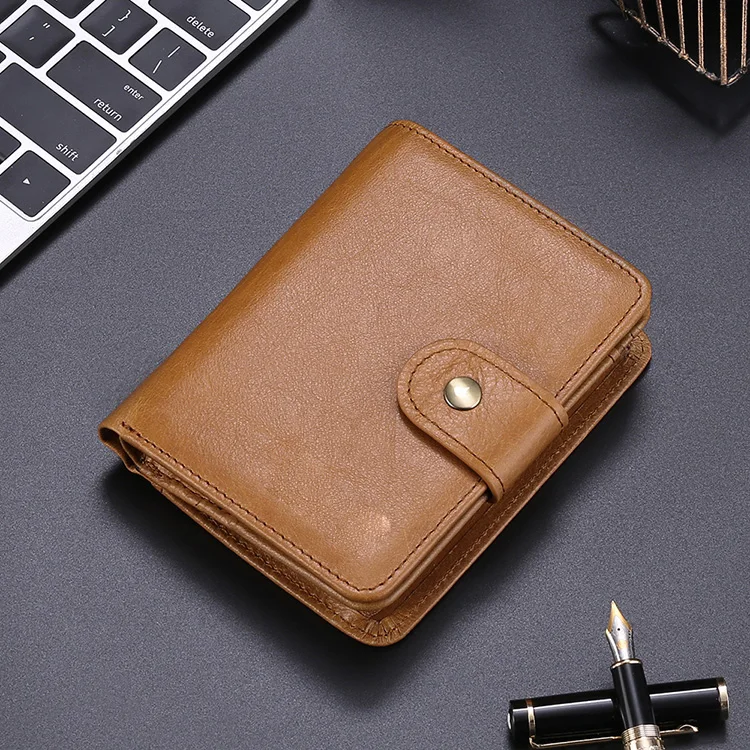 Мужской короткий кошелек с радиочастотной идентификацией, кожаный кошелек в европейском и американском стиле, универсальная сменная сумка