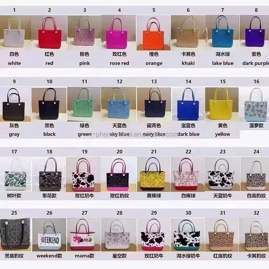 Rubber Women Kids Small Bogg Bag Beach Storage Handbags DIY Charms EVA Tote Bag