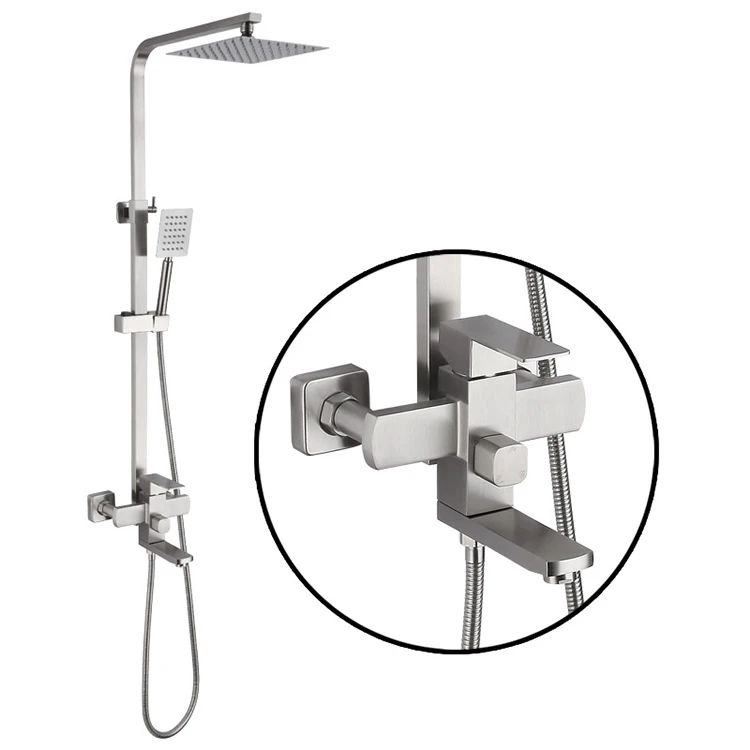 SUS304 chuveiro shower set system high pressure bathroom rainfall shower faucet mixer shower set ducha de mano grifo de ducha