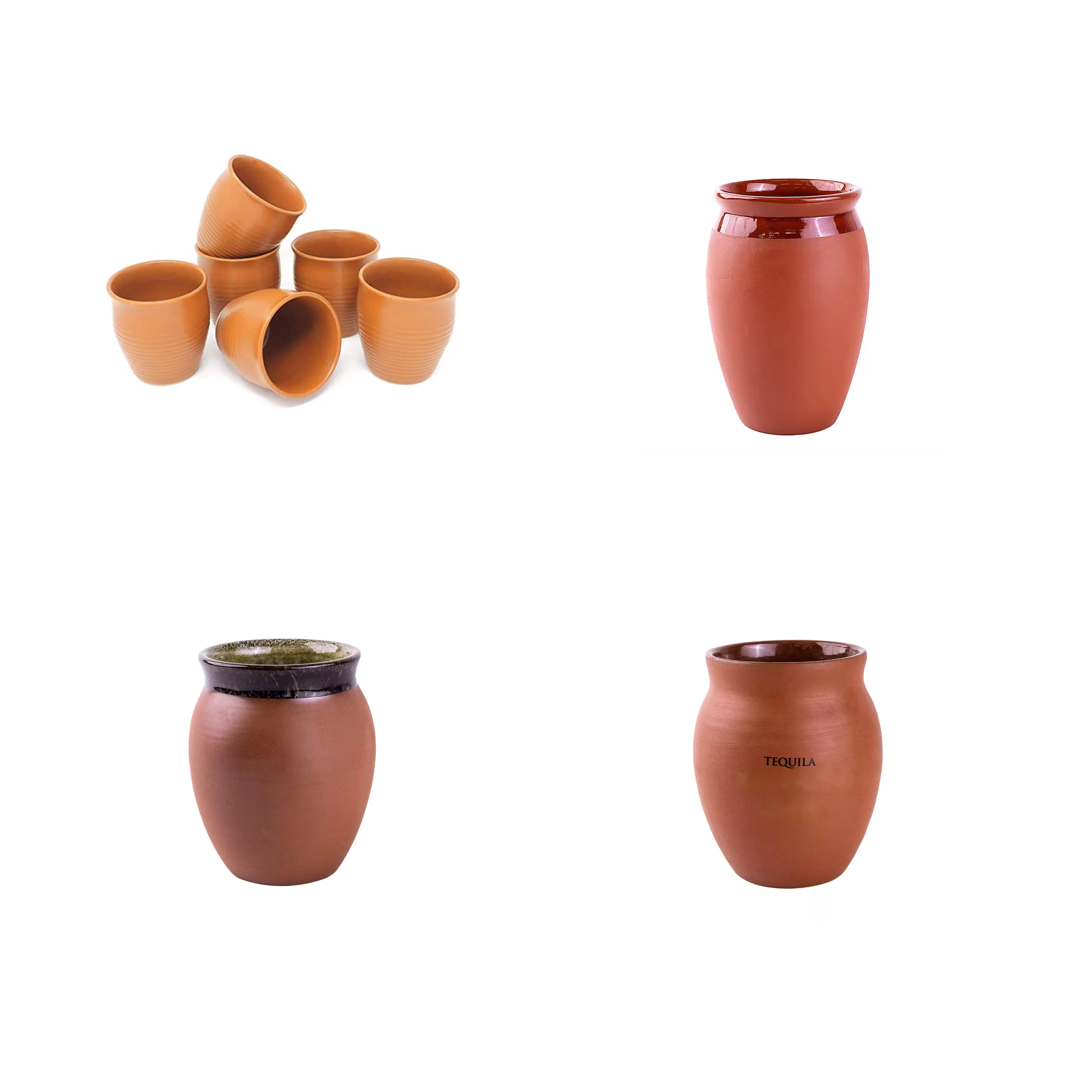 Custom Logo 8oz 12oz 14oz Handmade Matte Terracotta Mugs Clay Tequila Cup Red Party Beer Clay cup without handle