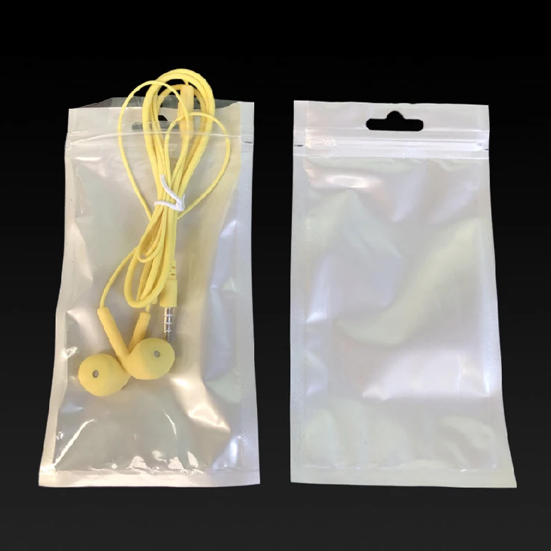 clear plastic zipper pouch pearlescent bag for accessories with hanging hole