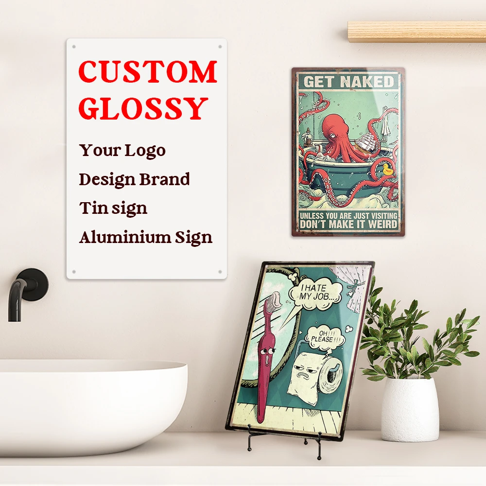 Custom Glossy Aluminium Wall Art Metal Hanging Sign with High Gloss Finish for Personalized Wall Decor