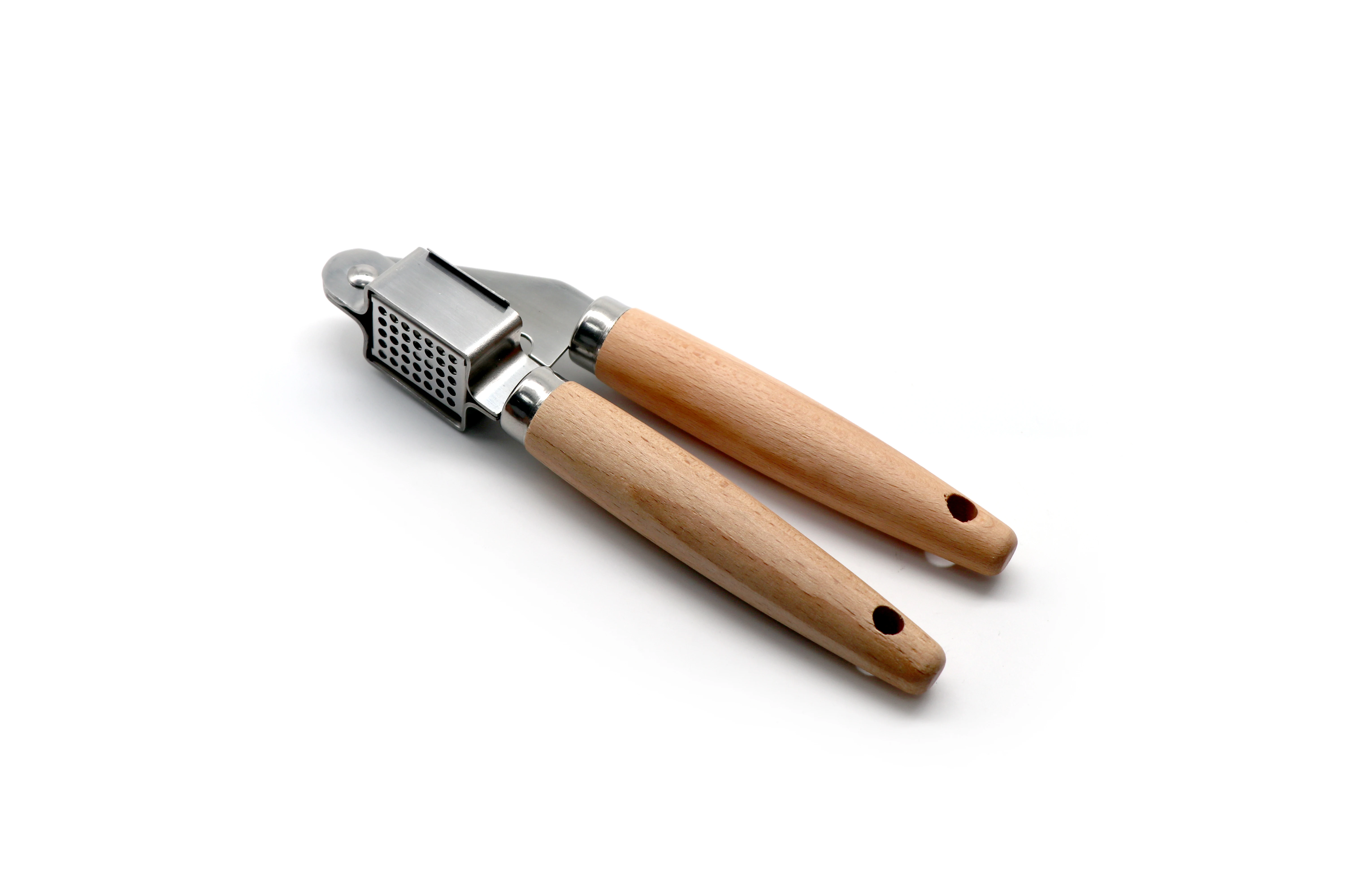 Nice quality Kitchen gadgets Nature wood handle Stainless steel Garlic press