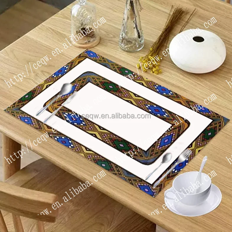 High Quality Ethiopia Placemat customized wholesales 3D printed placemat and table mat anti slip mat