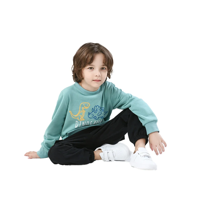 Bulk Price 2 Piece Multi Color Plain Autumn Child Boy Clothing Set