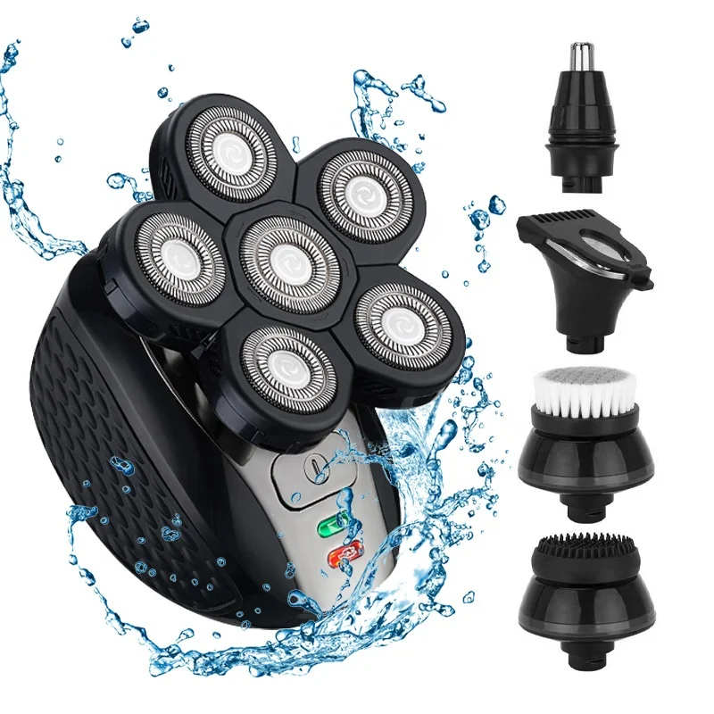 
Whole Body Waterproof Electric Shaver Black 6 Heads Men Rotary Shaver 5 In 1 Beard Electric Razor Dropshipping LK6300 