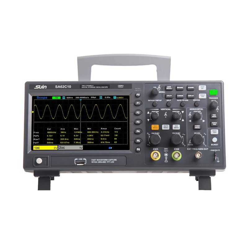 Suin SA62C10 100 МГц 2 канала осциллограф dso Цифровые запоминающие