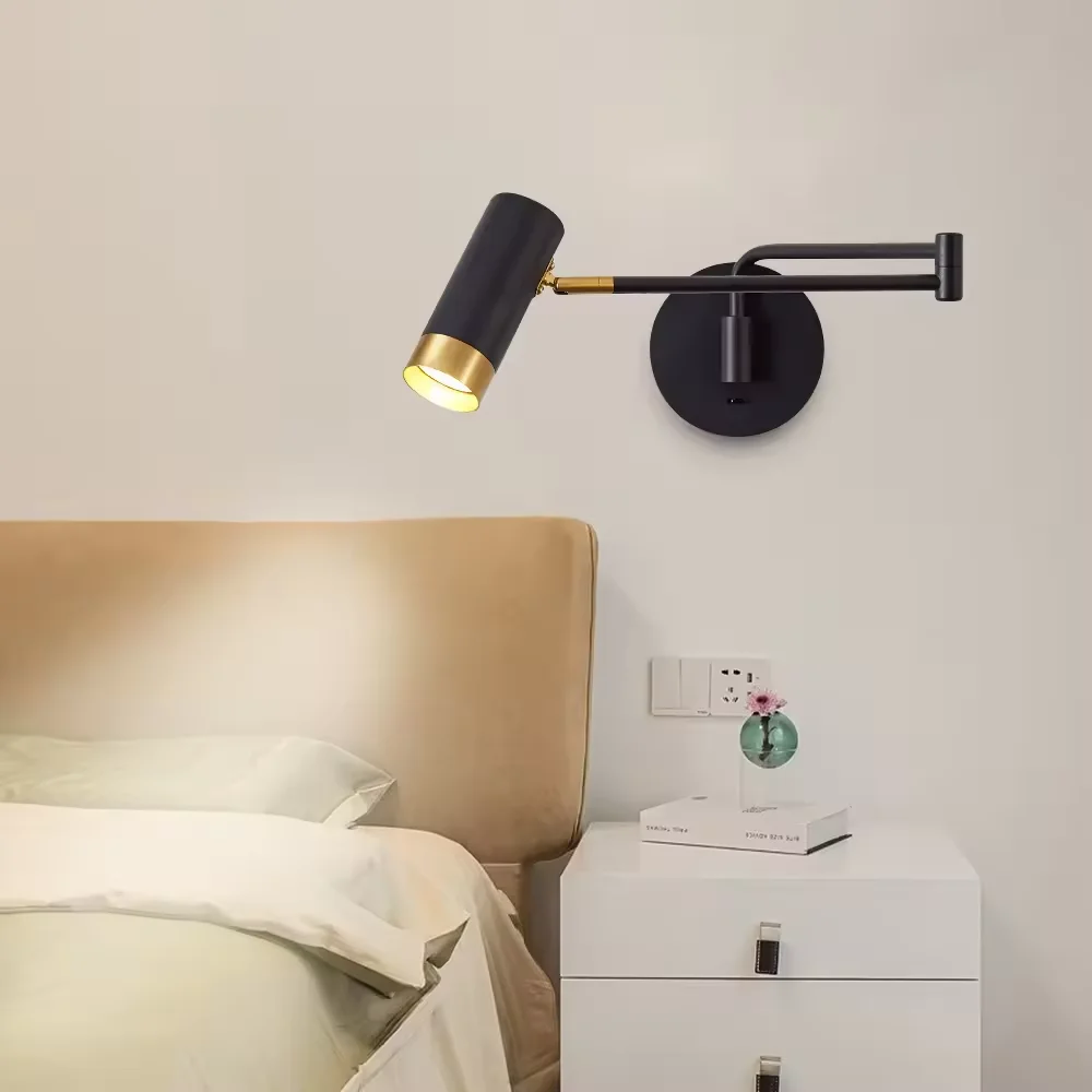 Nordic led retractable wall lamps long arm adjustable reading wall light interior home decoration bedside bedroom wall lamp