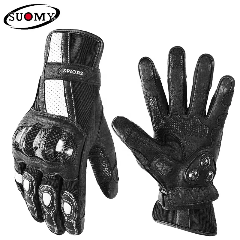 Suomy Women Pink Goatskin Motorcycle Riding Gloves Long Full Finger Scooter Electric Bike Gloves Cycling Racing Motocross Luvas