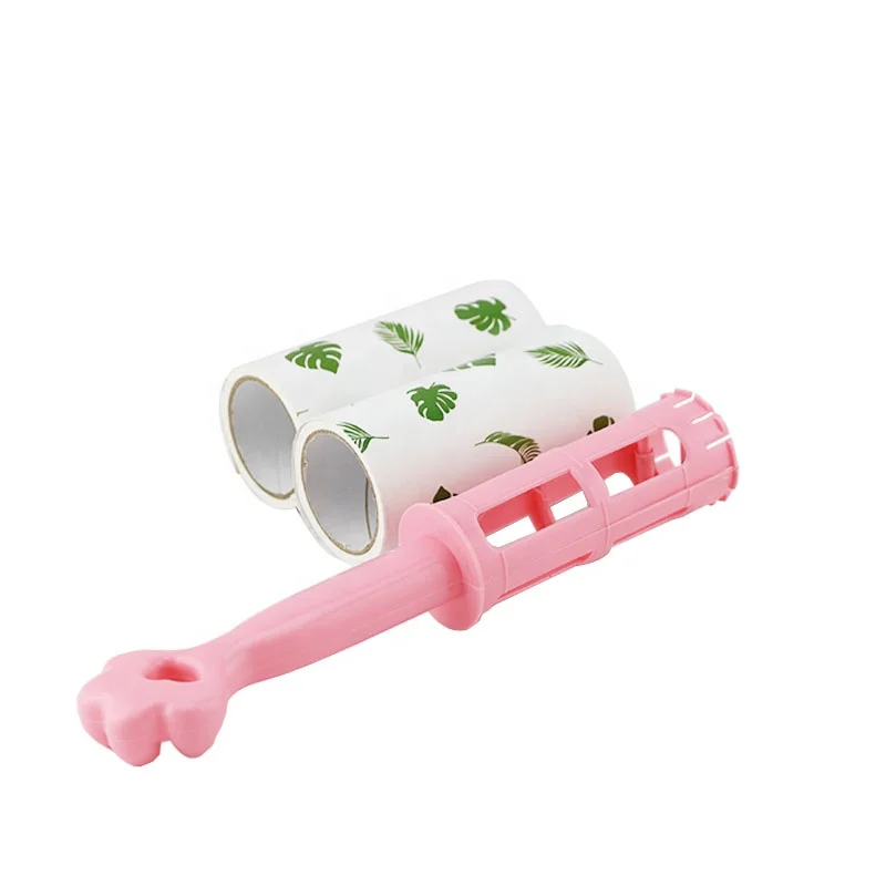custom Hot Selling Cleaning dust Dog Pet hair remover strong sticky Household set Lint Roller with pink paw handle