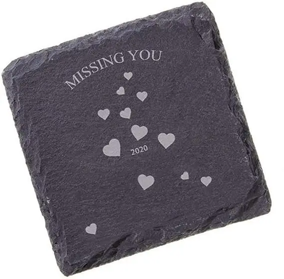 Stone coasters bulk, black 4 inches beverage coasters square slate coasters, heat insulation non-slip table mats