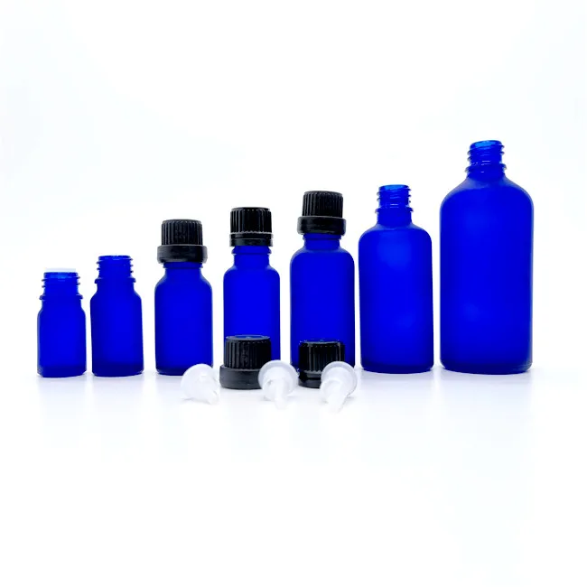 Essential Oils 1/2oz 1oz 2oz 4oz 8oz 16oz 1l 15ml 30ml 60ml 120ml 250ml 500ml Cobalt Blue Boston Round Glass Bottle