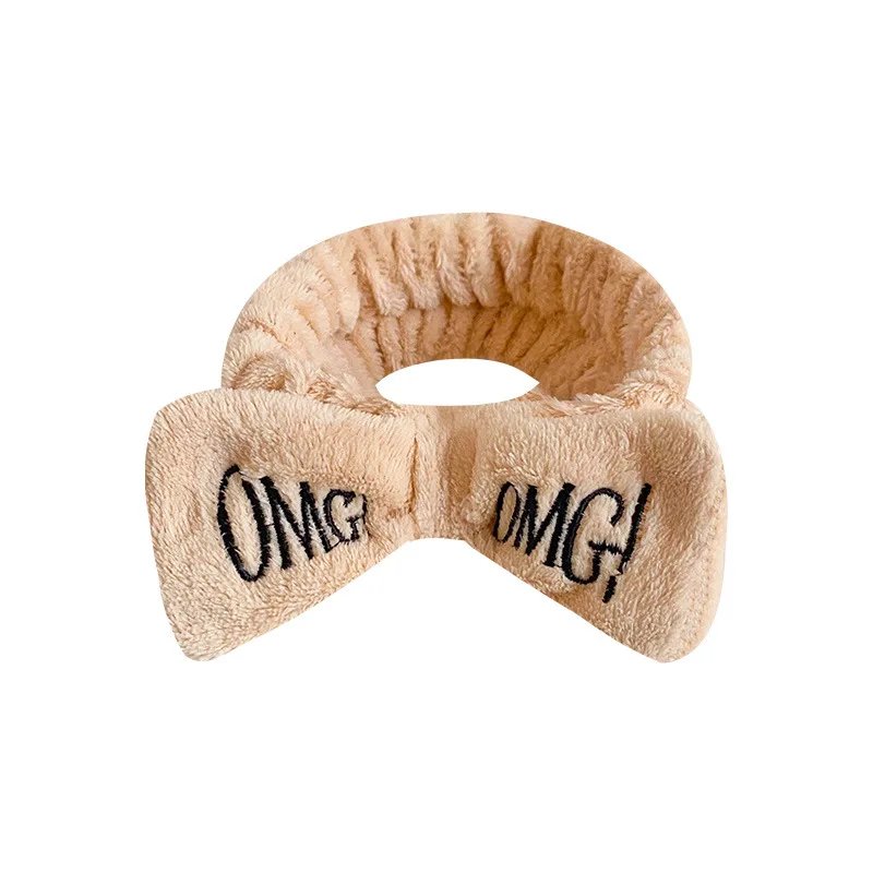 Lucky Girl Wholesale Omg Printed Knitted Embroidery Designer Famous Brand Skincare Spa Yoga Sports Coral Fleece Headband