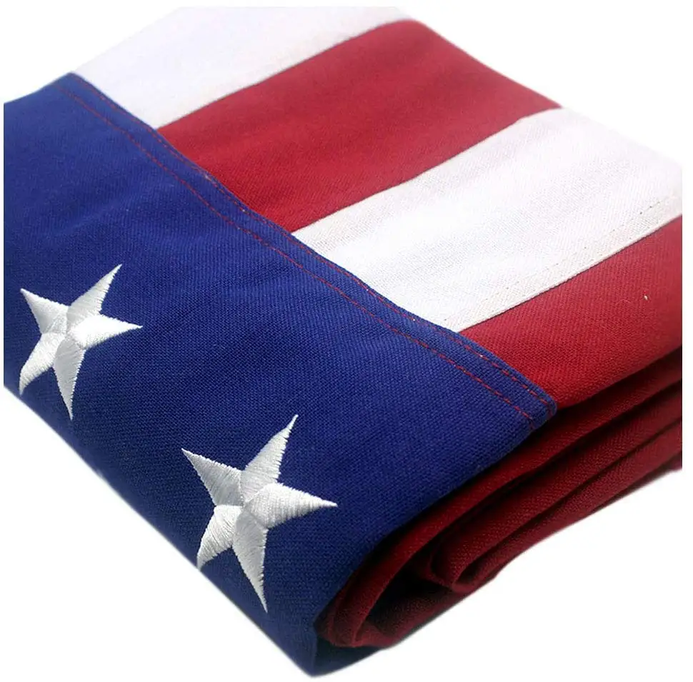 American Flag 4x6 ft Heavy Duty Tough Embroidered US Flag for Outdoor/Outside Sewn Stripes Brass Grommets America Flag 120*180cm