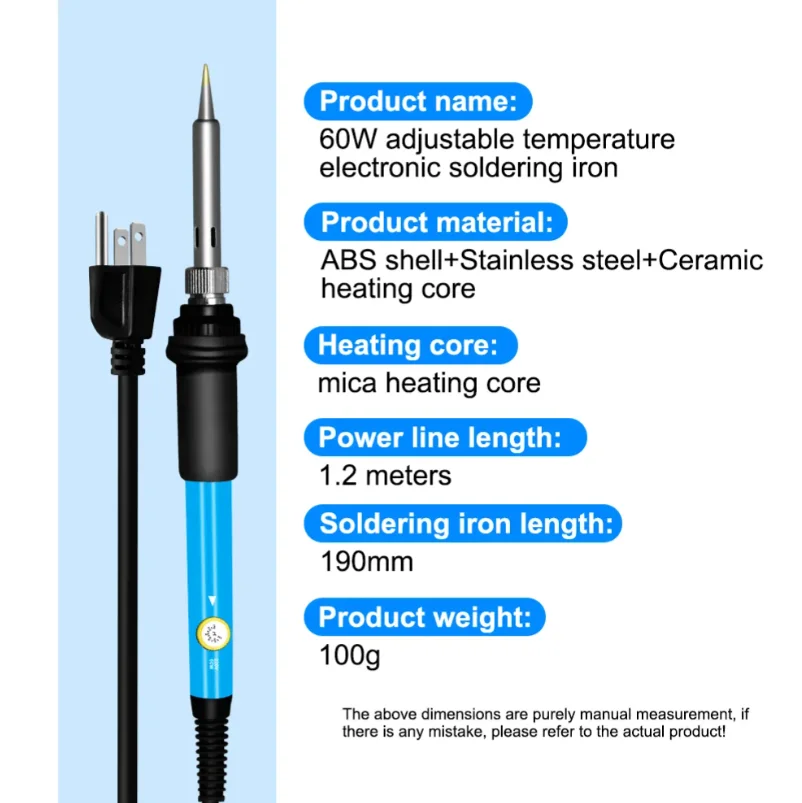 220V 110V 60W Electric Soldering Iron Adjustable Temperature Station with Heat Pen Tips for Repairing and Rework Welding