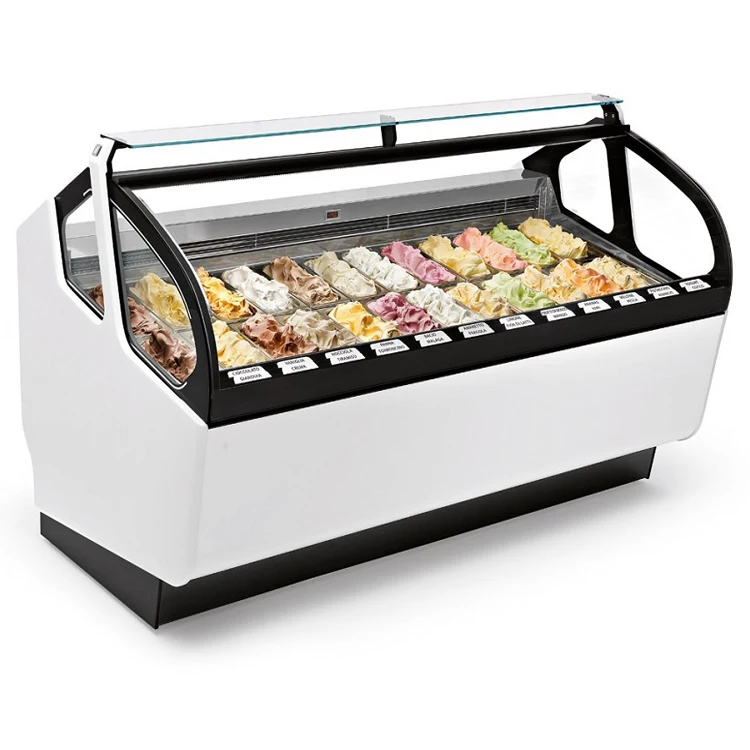 CE approved commercial litalian ice cream display freezer  24 plates gelato display 24pans gelato  ice cream showcase