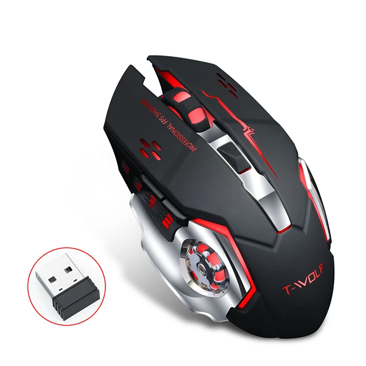 Q13 Mechanical Wireless Gaming Mouse RGB Backlit Glowing Gaming Mouse Rechargeable 2400dpi 6Keys Wireless Ergonomic Mouse Gamer