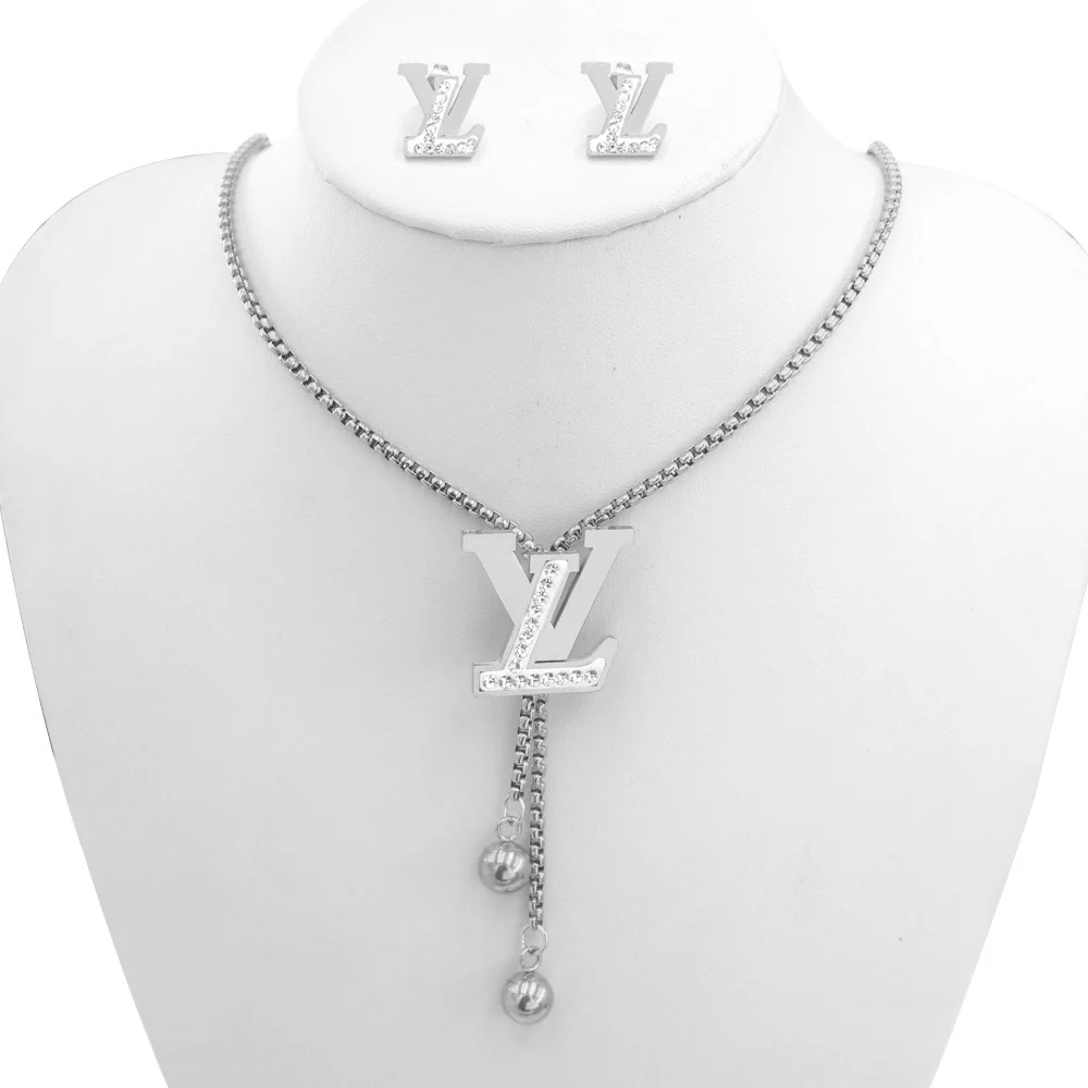 Gold Round Shaped Jewelry Set Fashion Stainless Steel Jewelry 2019 New Design Charm Jewelry Set Wholesale